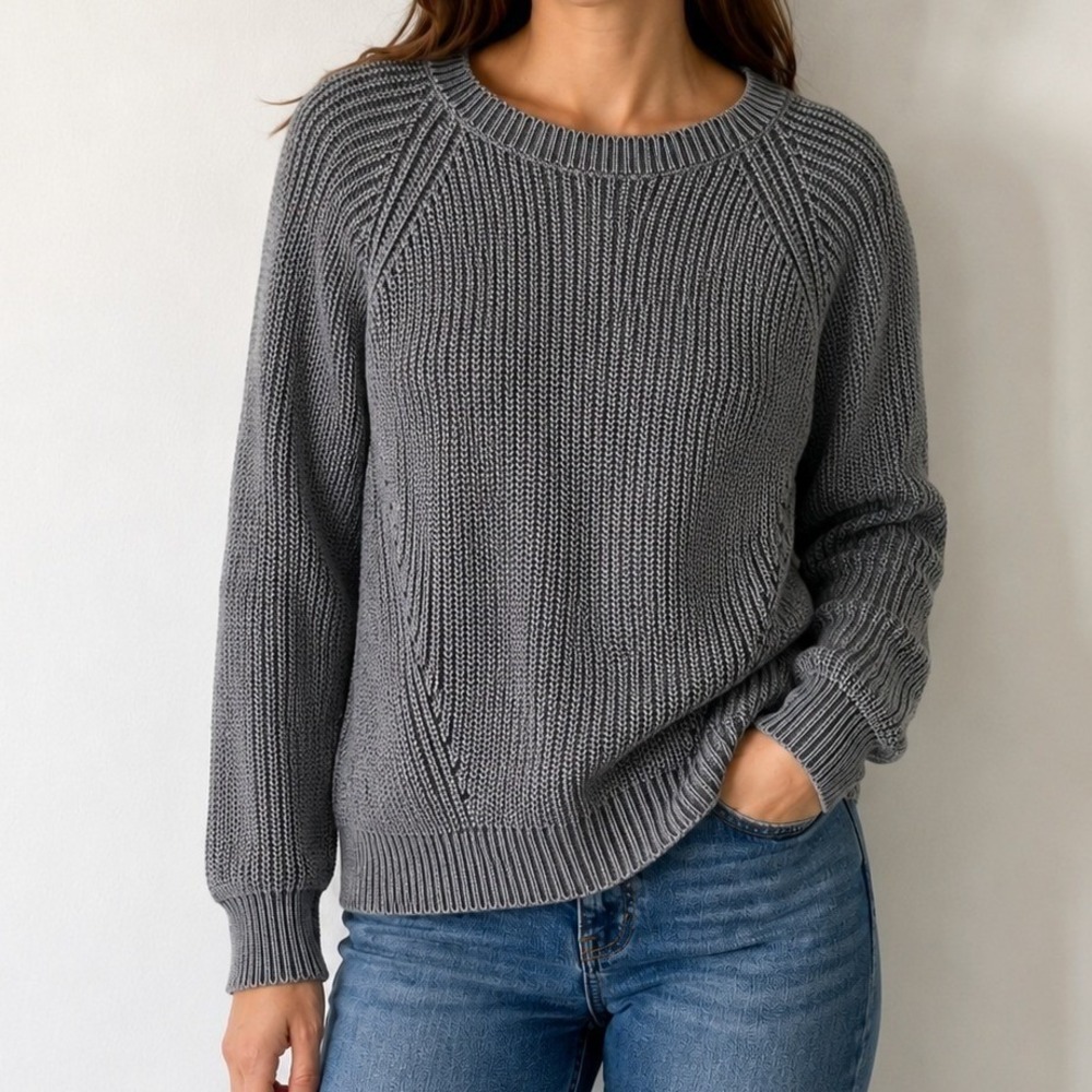 Philosophy‎ Republic Clothing 100% Cotton Gray Ribbed Knit Sweater Large